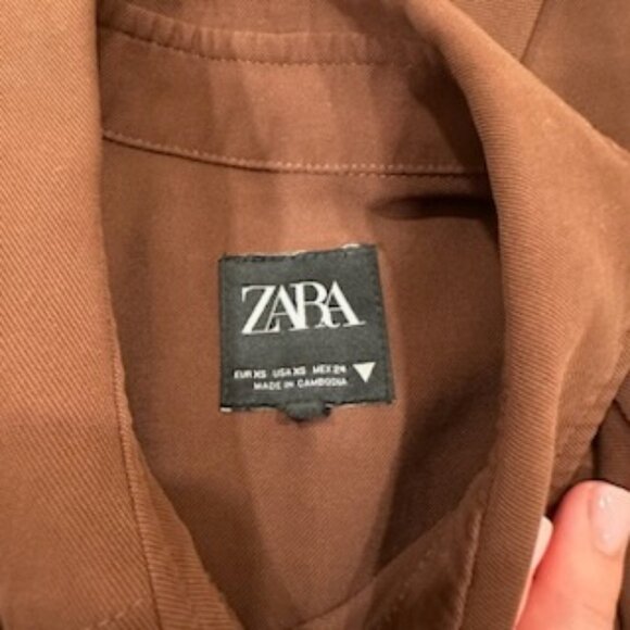 ZARA Brown Long sleeve button down blouse - Picture 4 of 4